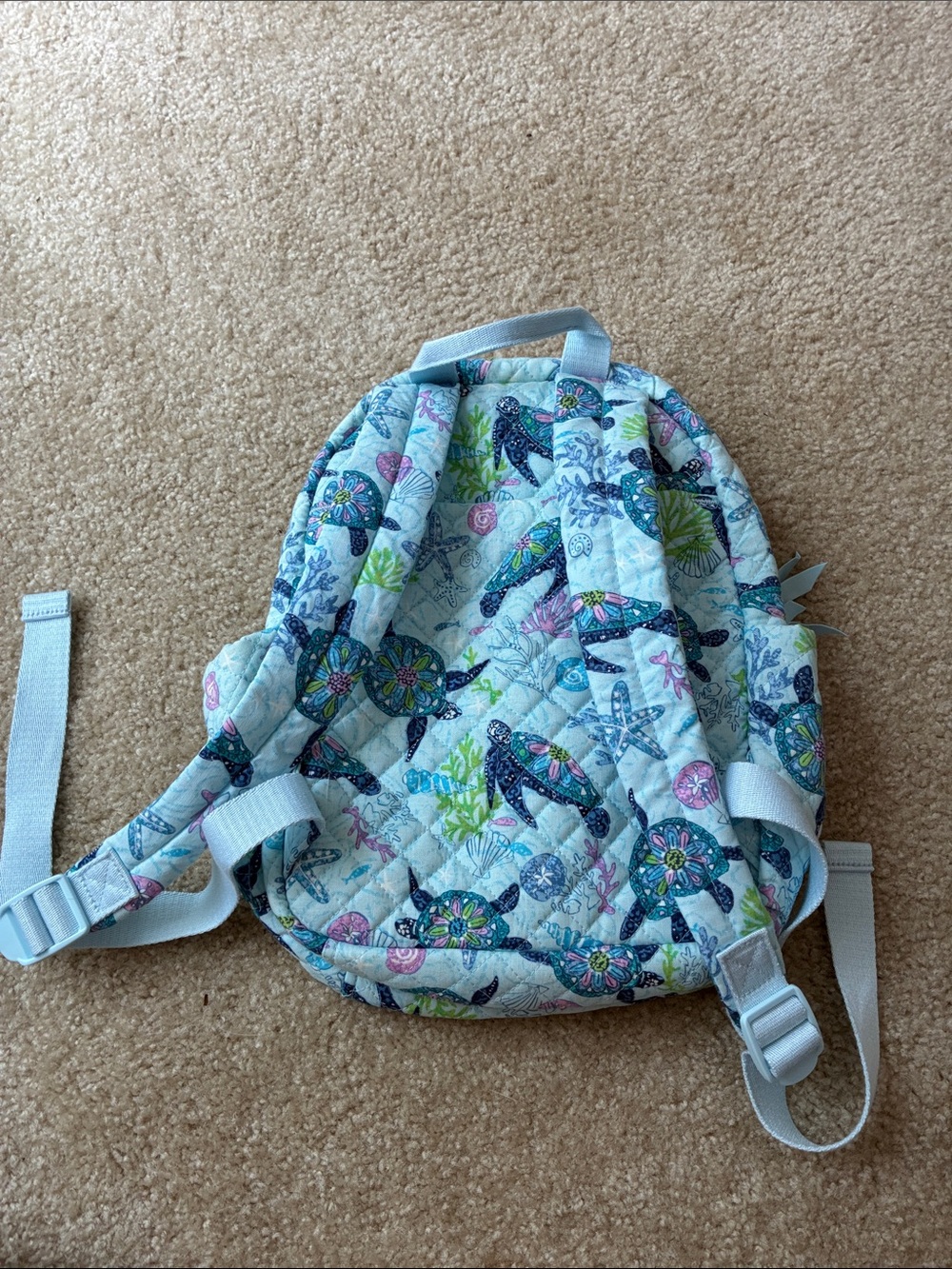 Vera Bradley Quilted Sea Turtle Mini Backpack in Light Blue and Aqua - Picture 2 of 4